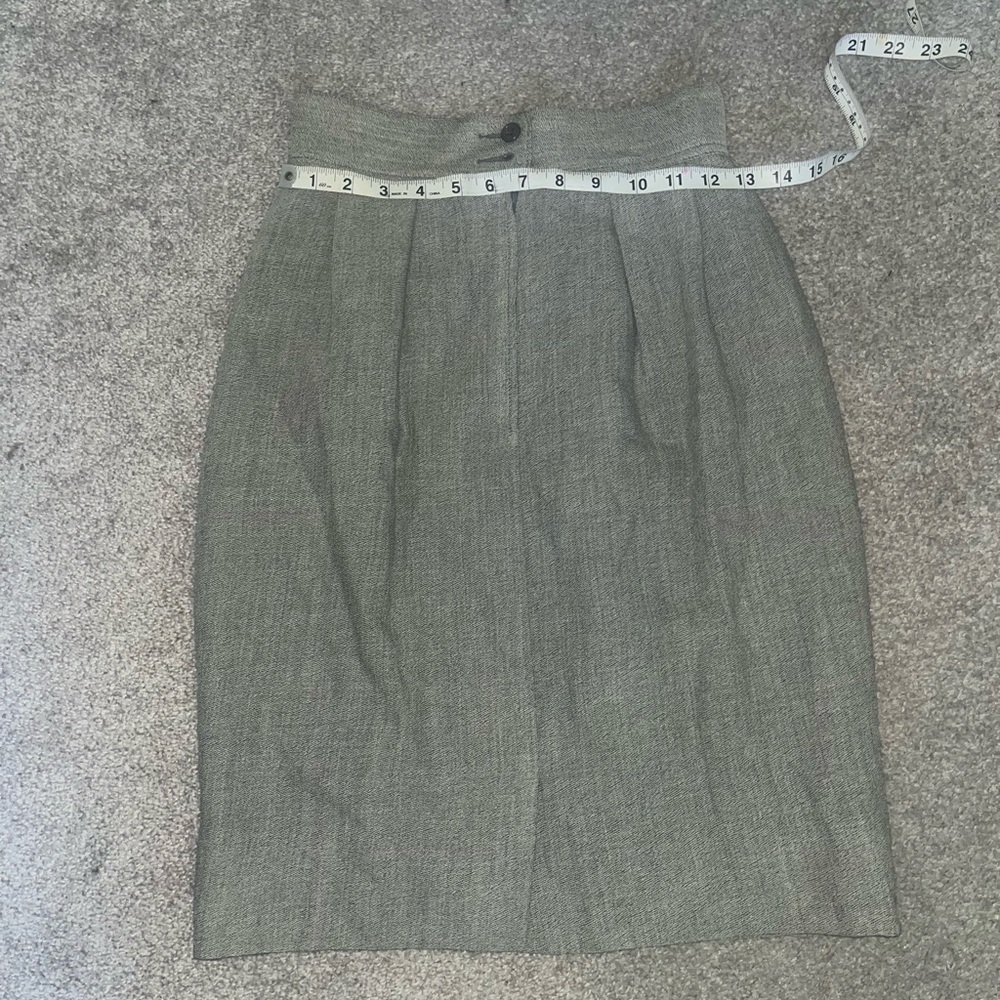 Vintage 90s Giorgio Armani Grey Knee-Length Pencil Skirt Wool